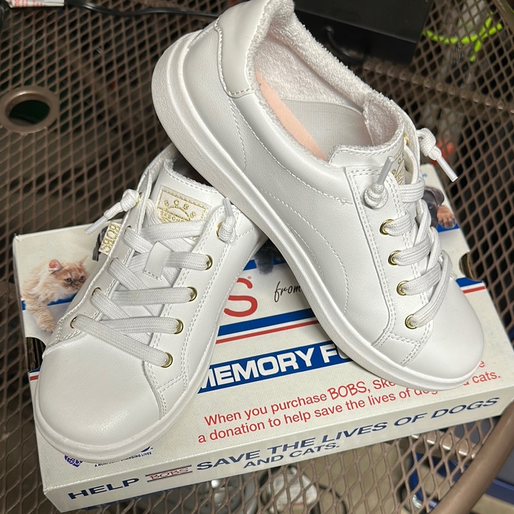 BOBS White Memory Foam Sneakers